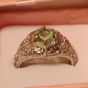 Estate Peridot Sterling Silver Ring